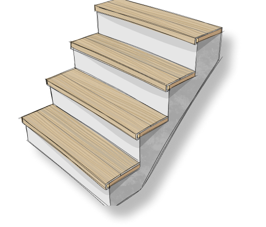 Step by Step Installation Steps Florida CoreSteps Collection Stairs luxury flooring water shield double rounded, square steps